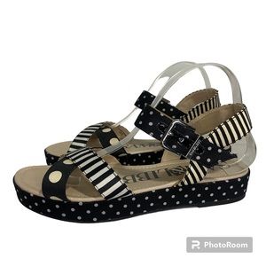 SAM & LIBBY Women's Size 9.5  Platform Polka Dot Stripe Sandal Shoes